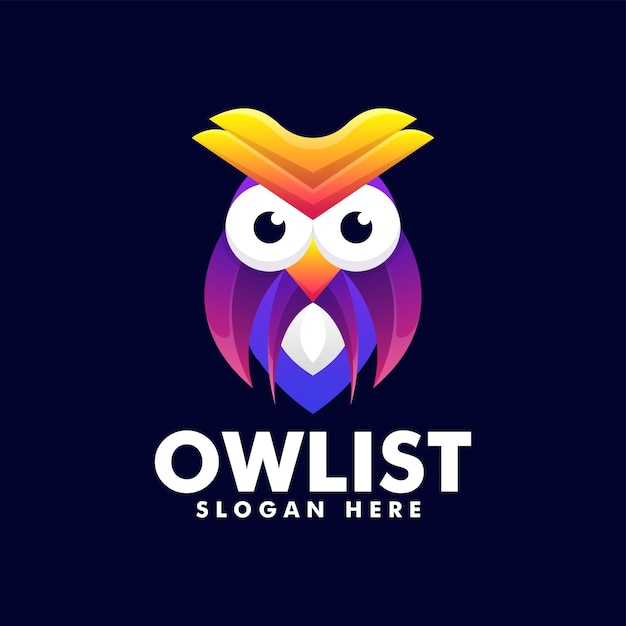 Vector Logo Illustration Owl Gradient Colorful Style