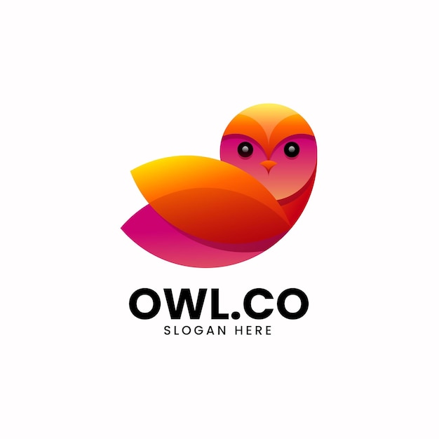 Vector Logo Illustration Owl Gradient Colorful Style