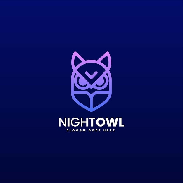 Vector logo illustration owl gradient line art style