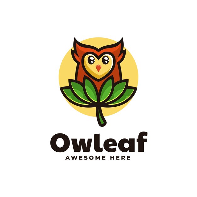 Vector Logo Illustration Owl Leaf Mascot Cartoon Style