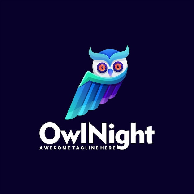 Vector logo illustration owl night gradient colorful style