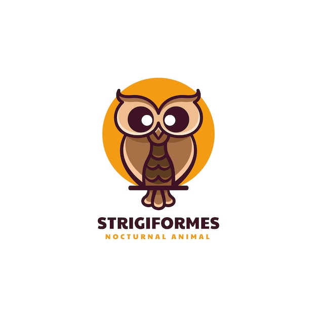 Vector Logo Illustration Owl Simple Mascot Style.