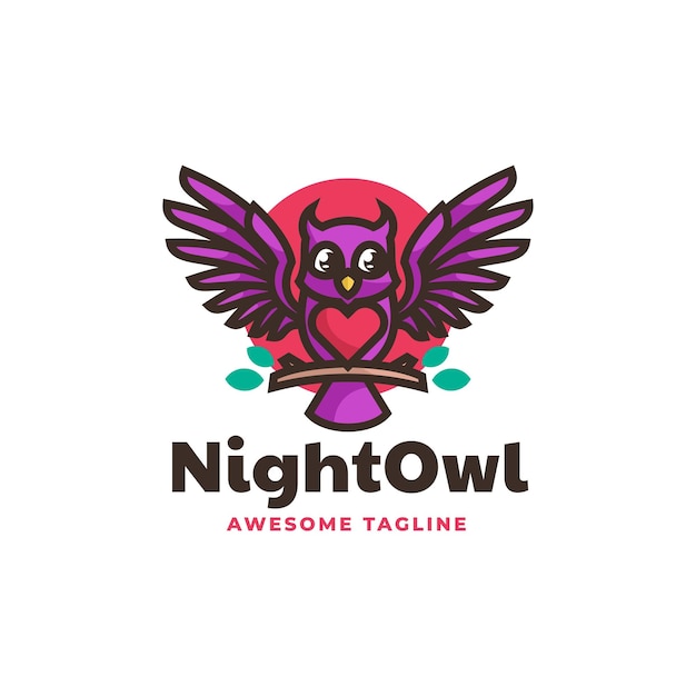 Vector Logo Illustration Owl Simple Mascot Style