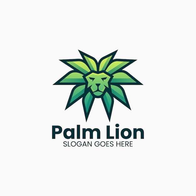 Vector Logo Illustration Palm Lion Gradient Colorful Style