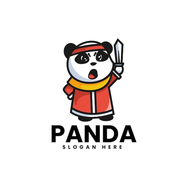 Illustrazione di logo di vettore panda mascotte stile cartone animato