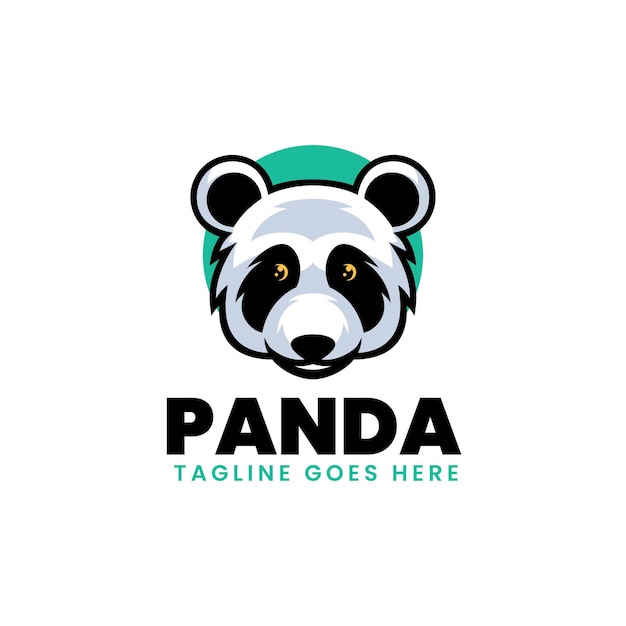 Vector Logo Illustration Panda Simple Mascot Style