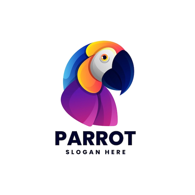 Vector logo illustration Parrot gradient colorful style