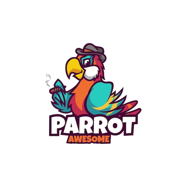 Vector logo illustration parrot mascot cartoon style