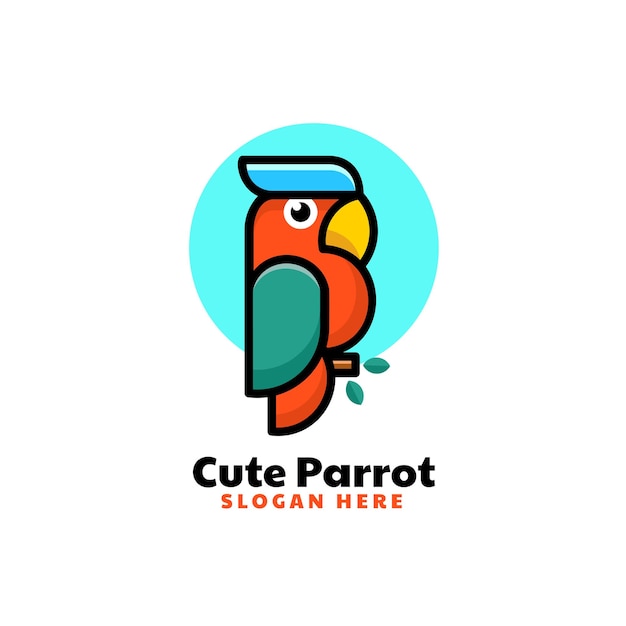 Vector logo illustration parrot simple mascot style