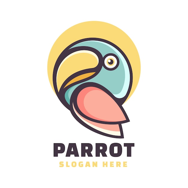 Vector Logo Illustration Parrot Simple Mascot Style