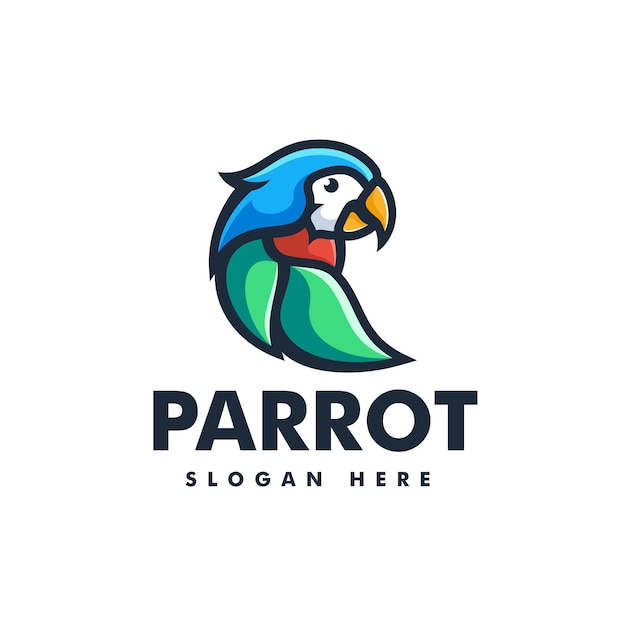 Vector Logo Illustration Parrot Simple Mascot Style