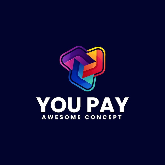 Vector Logo Illustration Pay Gradient Colorful Style