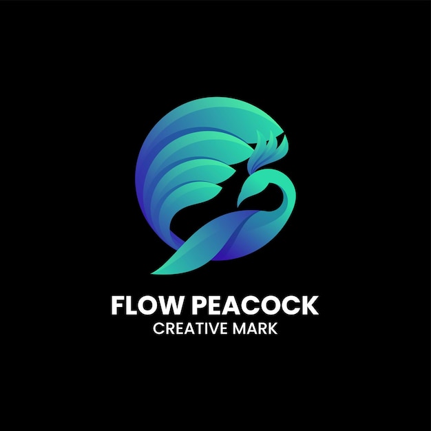 Vector Logo Illustration Peacock Gradient Colorful Style