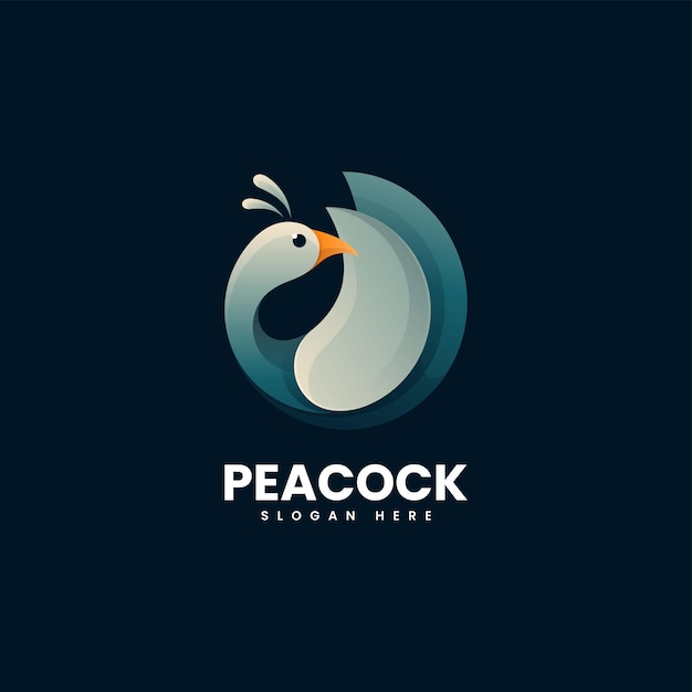 Vector Logo Illustration Peacock Gradient Colorful Style