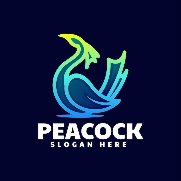 Vector Logo Illustration Peacock Gradient Colorful Style
