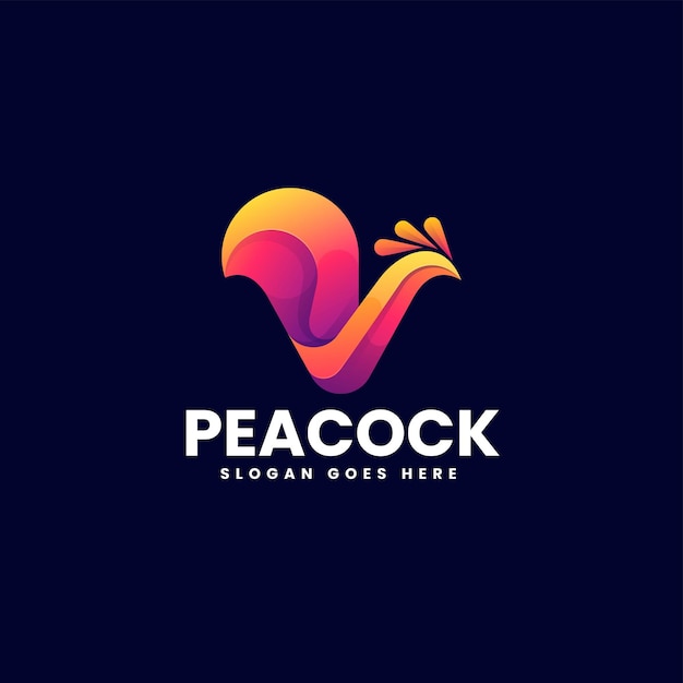 Vector Logo Illustration Peacock Gradient Colorful Style