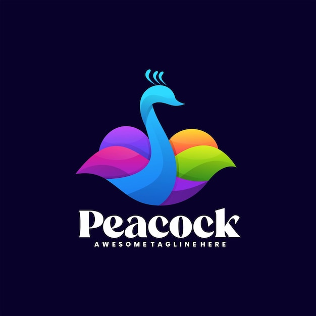 Vector Logo Illustration Peacock Gradient Colorful Style