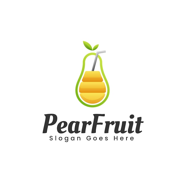 Vector Logo Illustration Pear Fruit Gradient Colorful Style