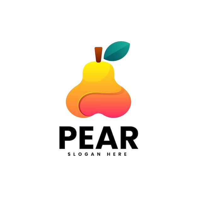 Vector Logo Illustration Pear Gradient Colorful Style