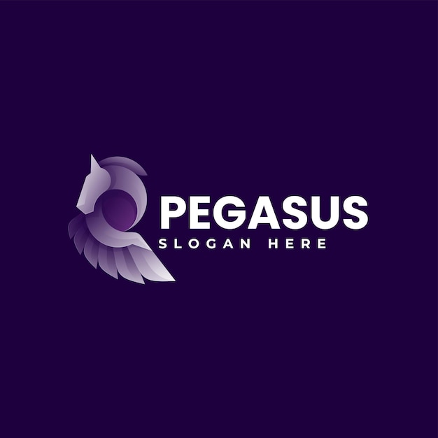 Illustrazione di logo di vettore stile variopinto di gradiente di pegasus