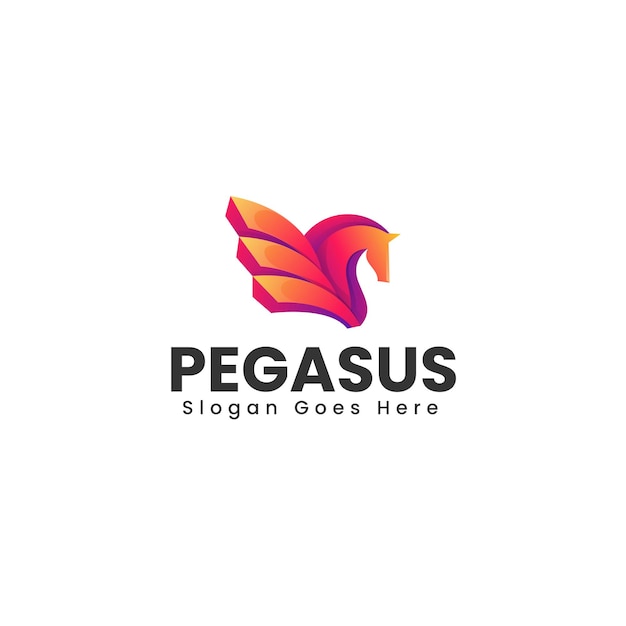 Vector logo illustration pegasus gradient colorful style