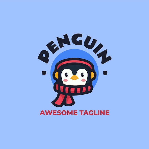 Vettore illustrazione vettoriale del logo penguin mascot cartoon style