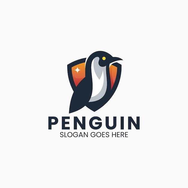 Vector Logo Illustration Penguin Simple Mascot Style