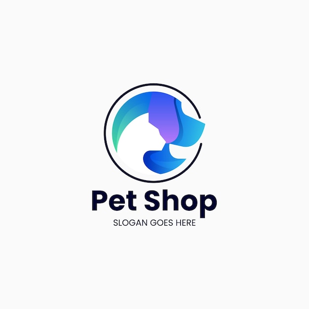 Vector Logo Illustration Pet Shop Gradient Colorful Style