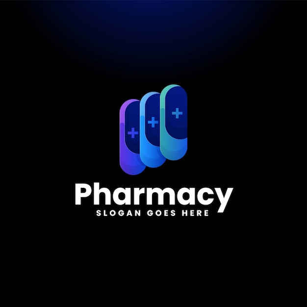 Vector Logo Illustration Pharmacy Gradient Colorful Style