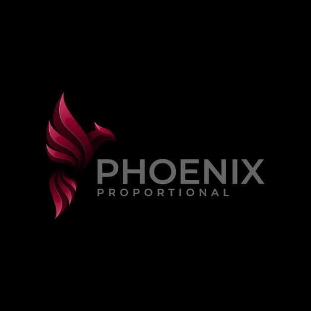 Illustrazione di logo di vettore stile variopinto di gradiente di phoenix