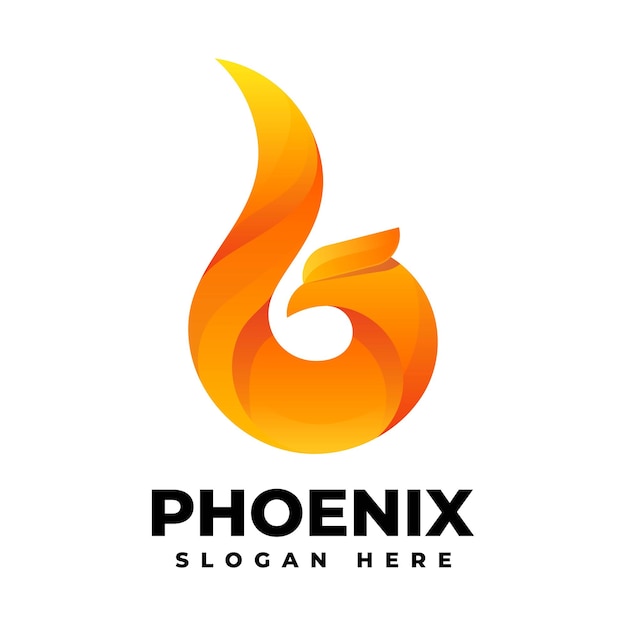 Vector Logo Illustration Phoenix Gradient Colorful Style.