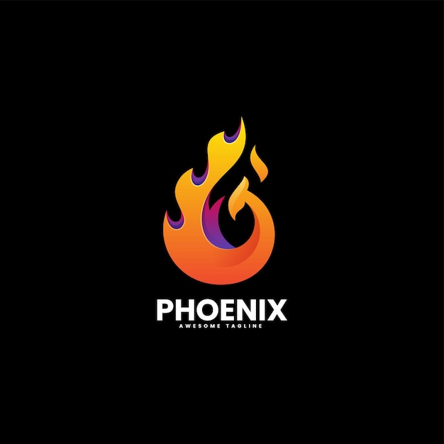 Illustrazione di logo di vettore stile variopinto di gradiente di phoenix