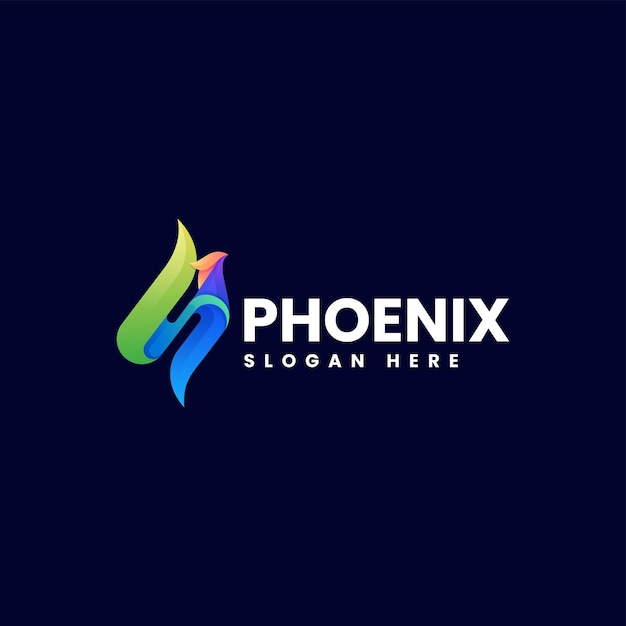 Illustrazione di logo di vettore stile variopinto di gradiente di phoenix