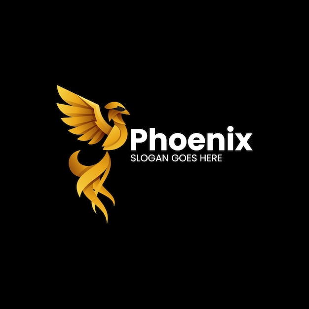 Illustrazione di logo di vettore stile variopinto di gradiente di phoenix