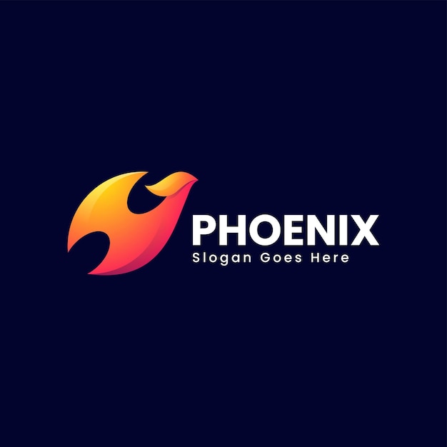 Vector logo illustration phoenix gradient colorful style