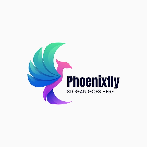 Векторная иллюстрация логотипа phoenix gradient colorful style