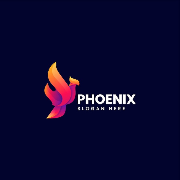 Illustrazione di logo di vettore stile variopinto di gradiente di phoenix