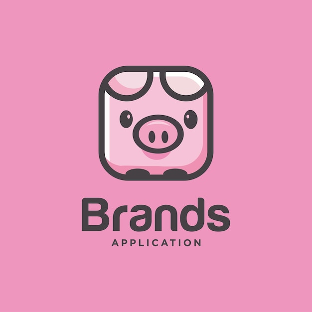 Векторная иллюстрация логотипа свинья коробка простой талисман Иллюстрация