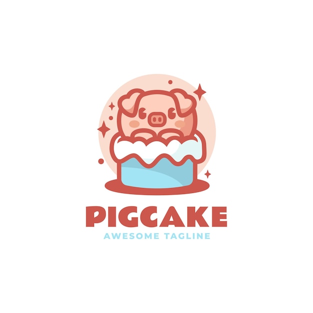 벡터 로고 그림 돼지 케이크 마스코트 만화 스타일