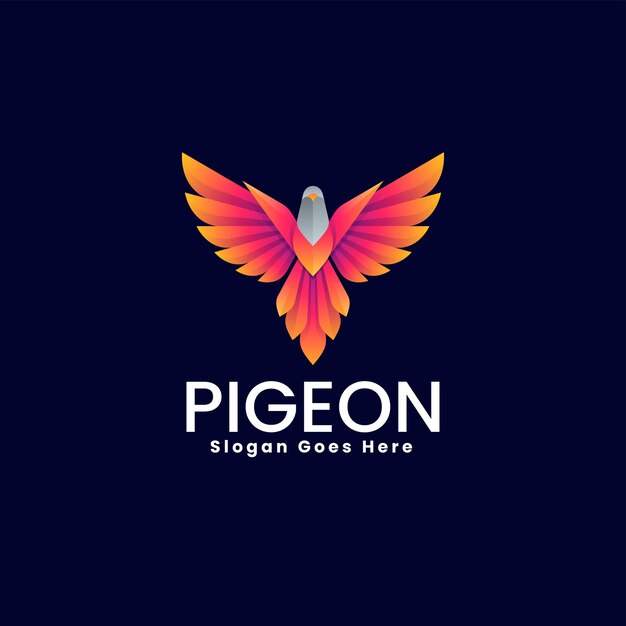 Vettore illustrazione vettoriale del logo pigeon gradient colorful style