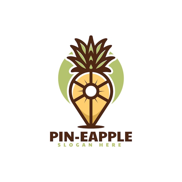 Illustrazione del logo vettoriale pin ananas stile mascotte semplice