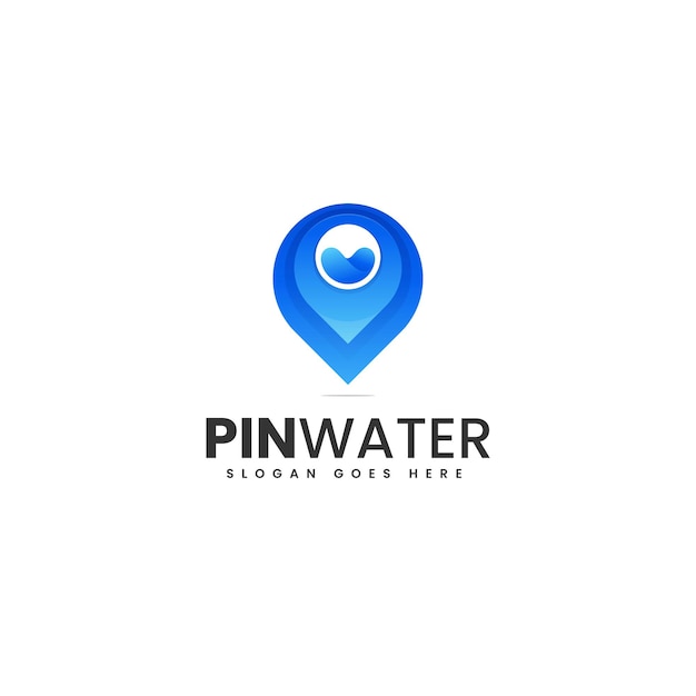 Vector Logo Illustration Pin Water Gradient Colorful Style