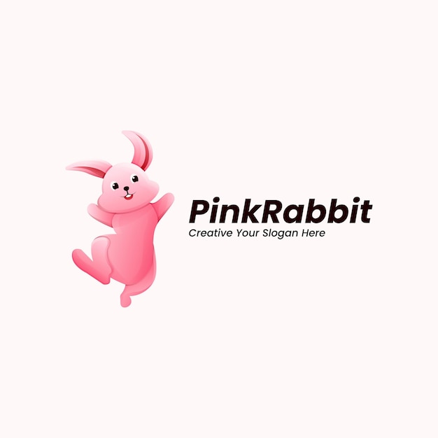 Vector Logo Illustration Pink Rabbit Gradient Style