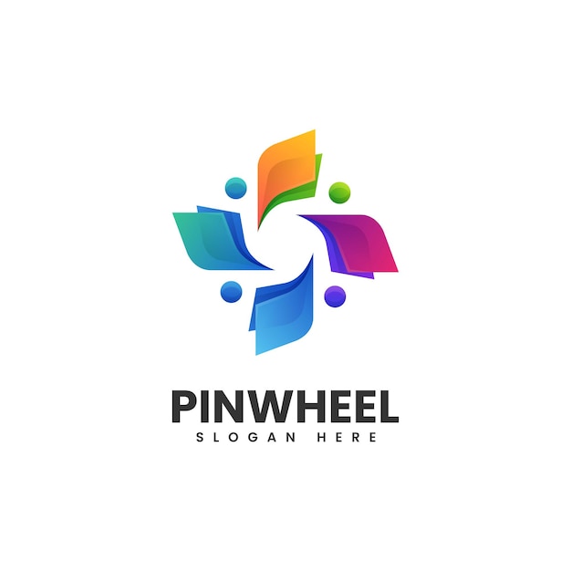 Vector Logo Illustration Pinwheel Gradient Colorful Style