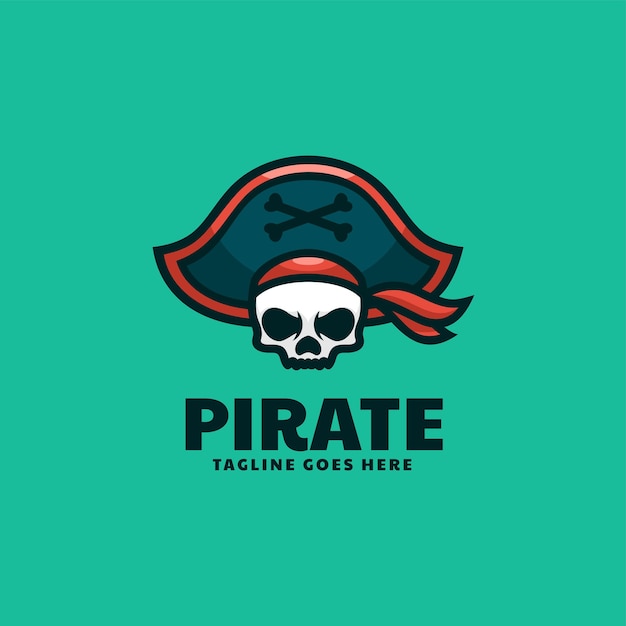 Vector Logo Illustration Pirate Mascot Cartoon Style