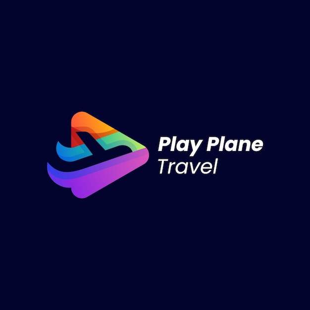 Vector Logo Illustration Plane Gradient Colorful Style