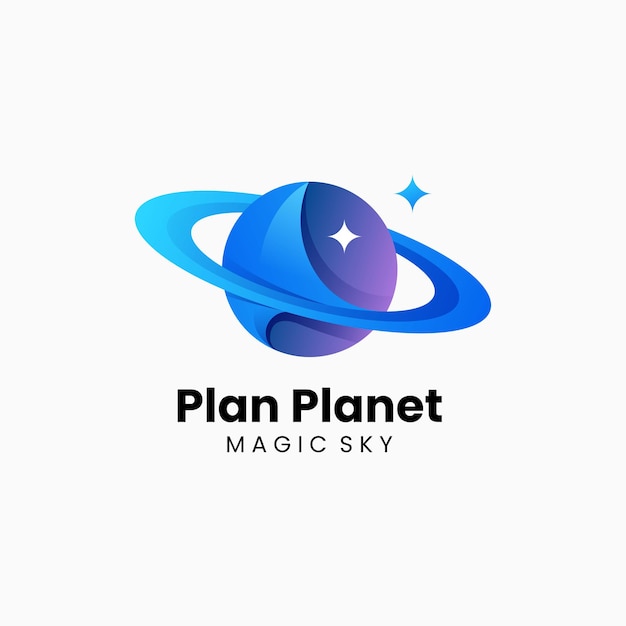 Vector Logo Illustration Planet Gradient Colorful Style.