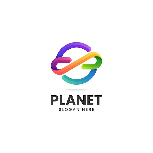 Vector Logo Illustration Planet Gradient Colorful Style