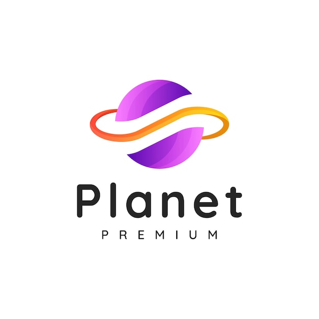 Vector logo illustration planet gradient colorful style