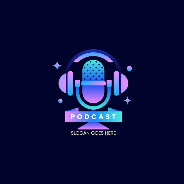 Vector Logo Illustration Podcast Gradient Colorful Style